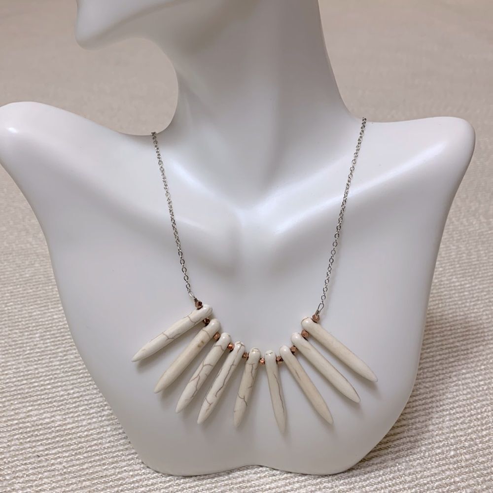 HANDMADE - necklace magnetite spears copper spacers sterling silver chain